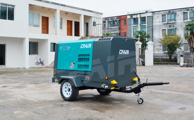 140 CFM trailer-mounted portable air compressor